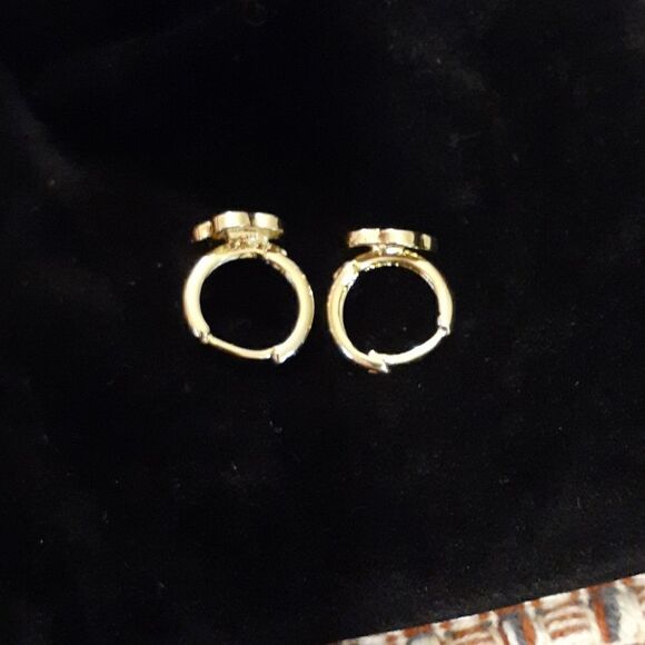 New Little Miss 14K Gold Plated Huggy Earrings Hypoallergenic, Nickle Free New - Picture 3 of 4